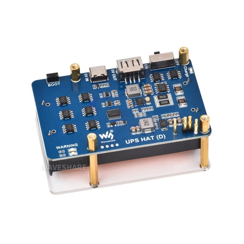 Raspberry Pi UPS Uninterruptible Power Supply Module, 21700 Large‑Capacity Pogo Pin Version, Simultaneous Charge & Discharge 5V