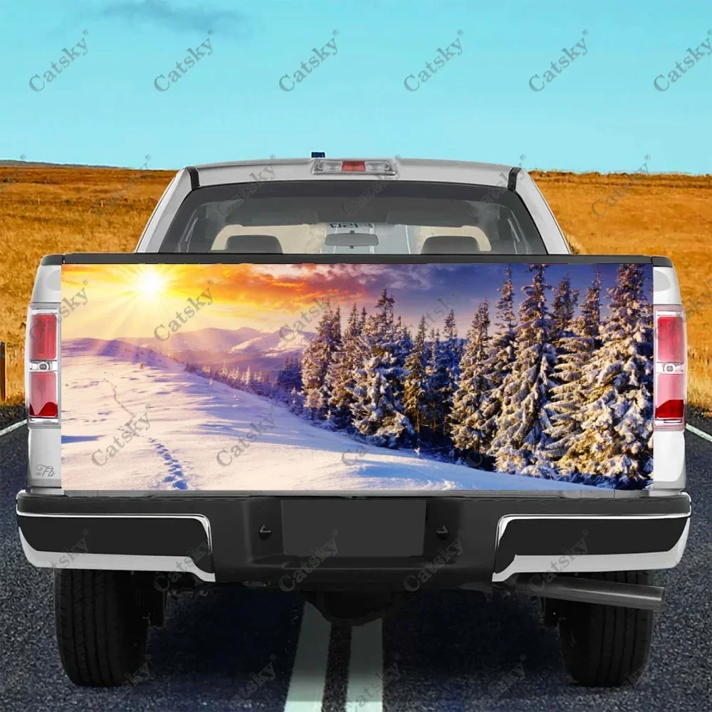 

Snow Mountain Sunset car sticker truck rear tail modification custom suitable for SUV car truck packaging sticker decal