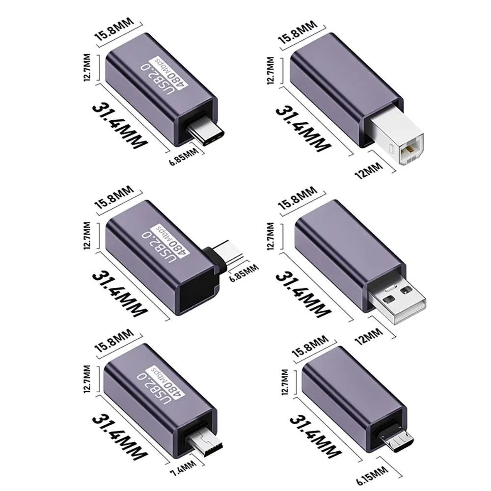 Do konwertera MIDI drukarka fortepian elektryczny laptop mobilny, złącza adaptera USB-A/Mini/Micro/Type-C na USB-B żeńskie