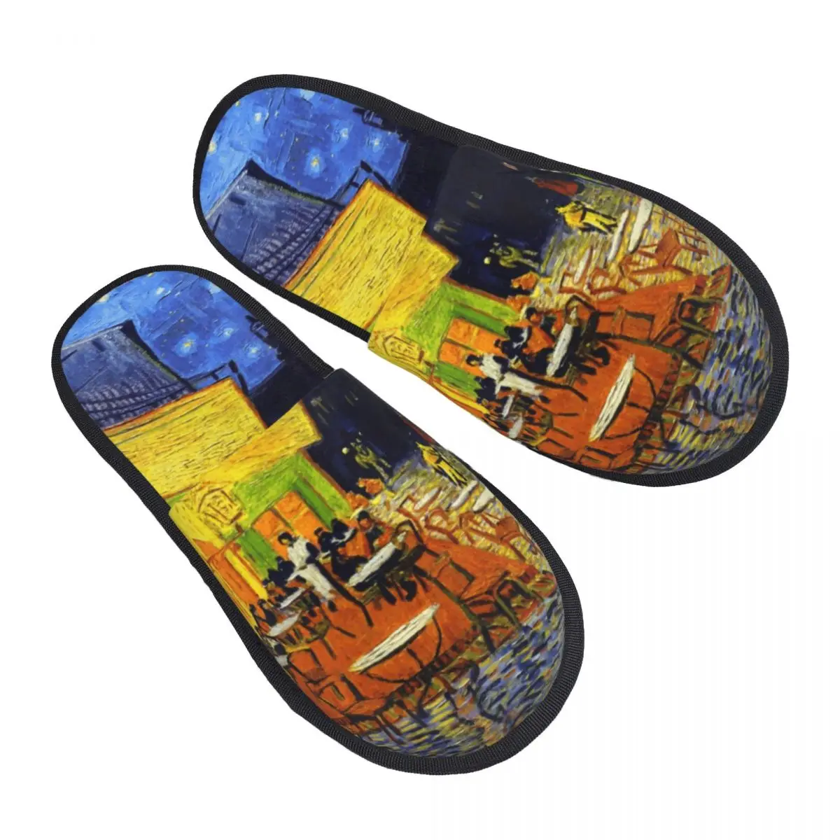 

Изготовленные на заказ тапочки из пены с эффектом памяти для кафе, террасы в ночное время, женские удобные теплые домашние тапочки с рисунком Винсента Ван Гога