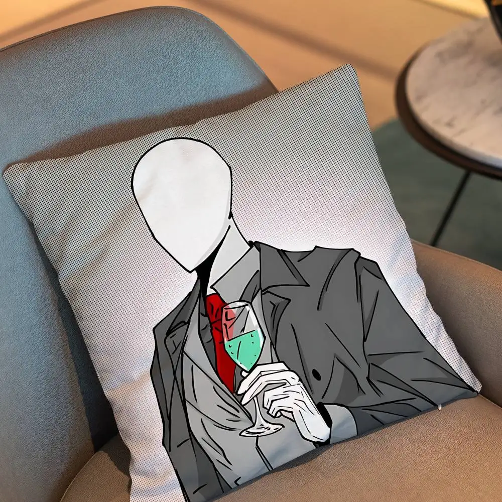 Slender Man Creepypasta Ticci Toby Pillow Case Anti-dustmite Pillowcase Invisible zipper silky short plush Sofa cushion cover