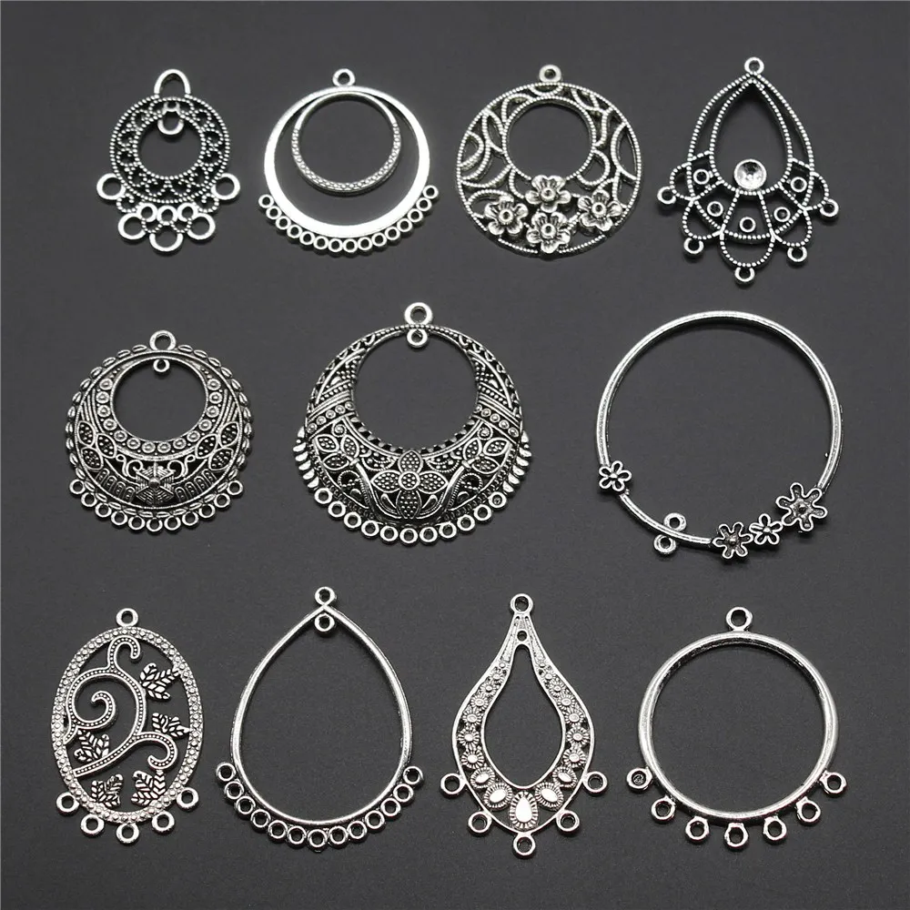 6 sztuk kolczyk złącze Charms Antique srebrny kolor DIY biżuteria akcesoria Charms kolczyk złącze ocena biżuteria
