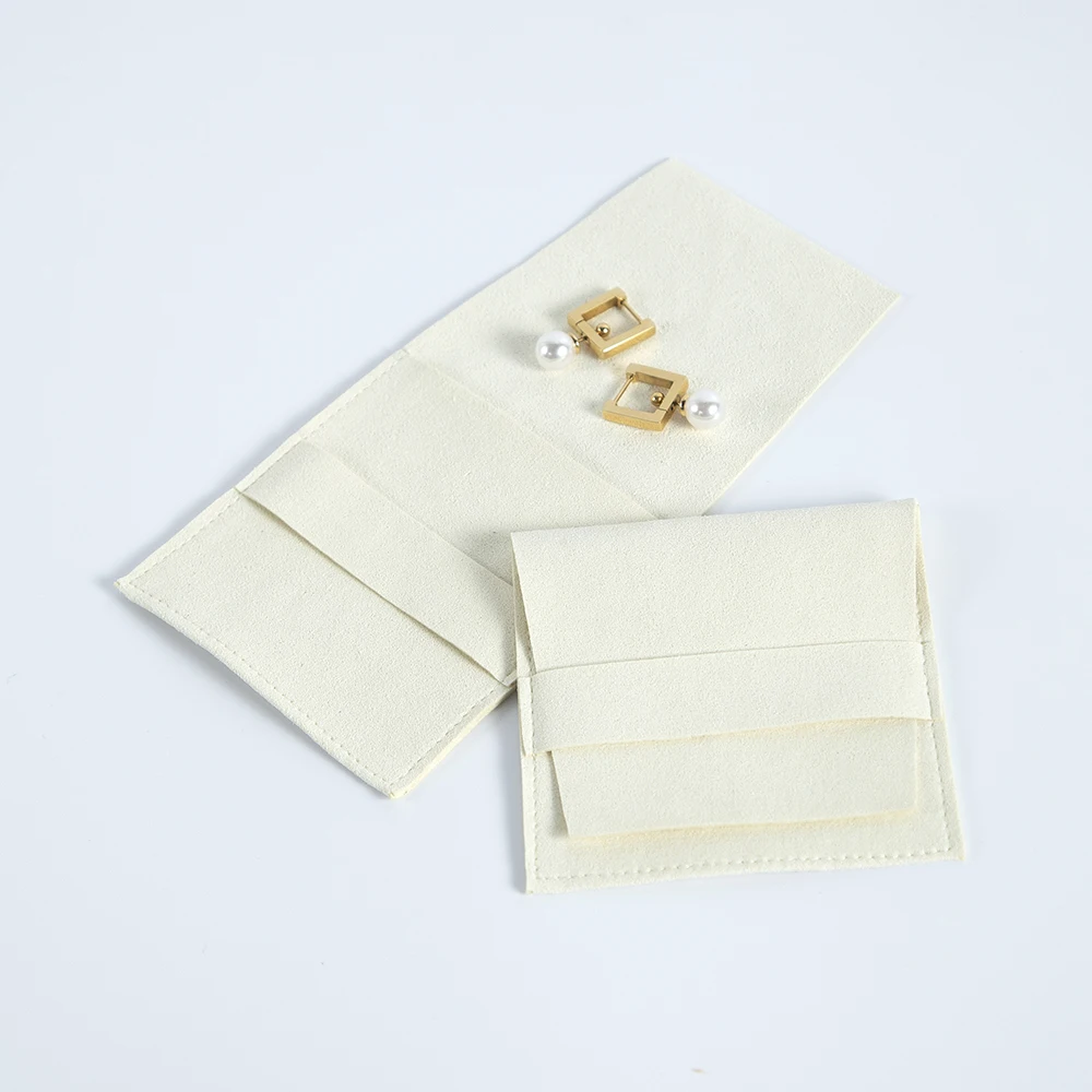 10Pcs Soft Microfiber Envelope Jewelry Pouches with Band Reusable Storage Bags for Rings Earrings Pendants & Other Tiny Jewelry