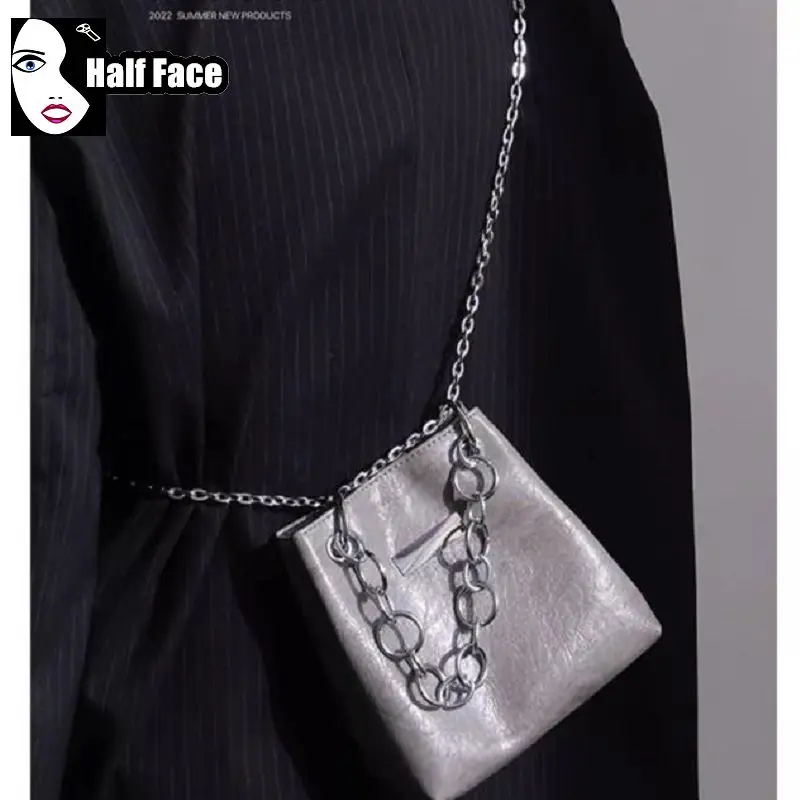 Y2k Mädchen Harajuku Frauen Gothic Advanced vielseitige Kreis Kette Handtasche Punk eine Schulter Advanced Design Lolita Umhängetaschen