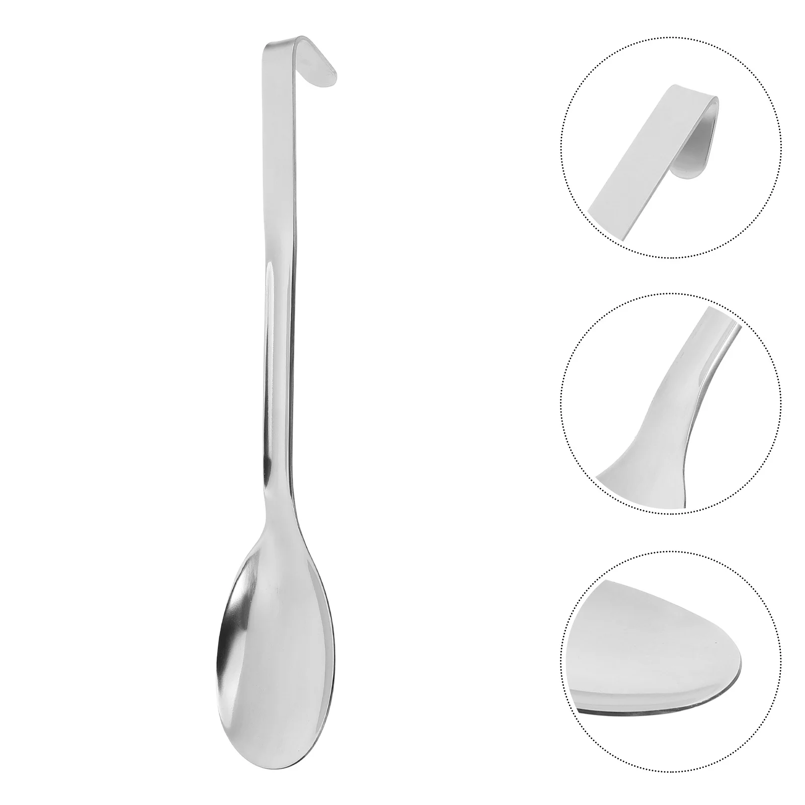 

1pcs Stainless Steel Serving Spoon With Hook Ergonomic Design For Kitchen Restaurant Buffet Large Soup Ladle Utensil