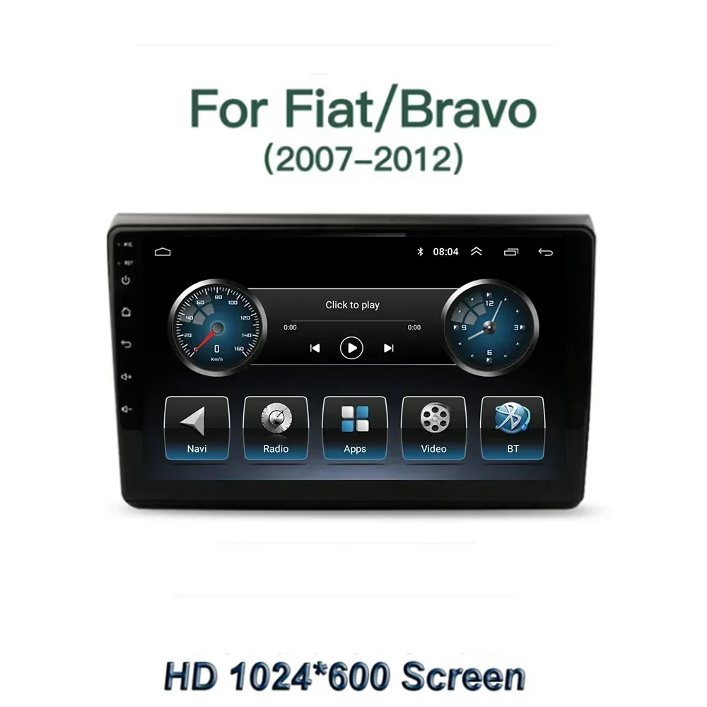 Car Radio GPS Android 13 Multimedia Video Player Auto Stereo Audio For Fiat Bravo 2007 2008 2009 2010 2011 2012 Carplay NO DVD