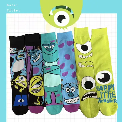 1/6 Pairs Pick Studio Disney Monsters University Cartoon Anime Socks Unisex