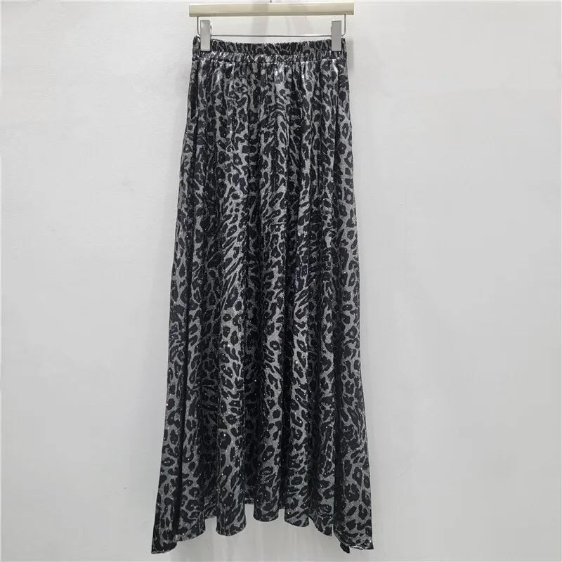 HKSH primavera otoño nueva falda de mujer moda leopardo impreso cintura elástica plisada elegante ropa de calle Retro faldas Y2K HK14914