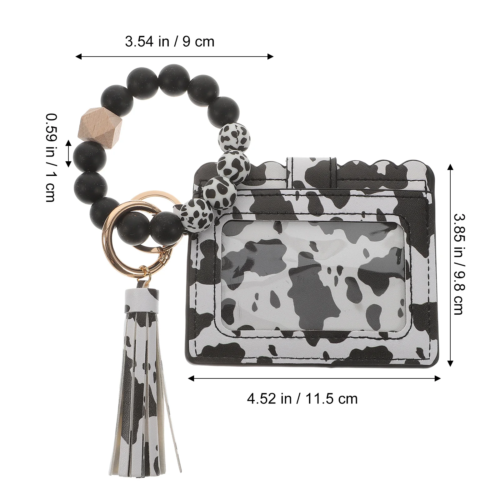 

PU Beaded Bracelet Keychain Wristlet Tassel Decor Handbag Backpack Keys Id Card Holder Durable Flexible Secure Nice Hand Feeling