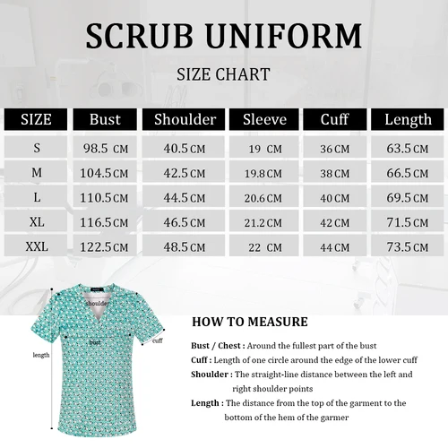 Imagen 2 del producto Gran oferta, Tops exfoliantes estampados con cuello en V para mujeres y hombres, uniforme de enfermera, 100% de algodón, uniformes médicos transpirables, blusas al por mayor