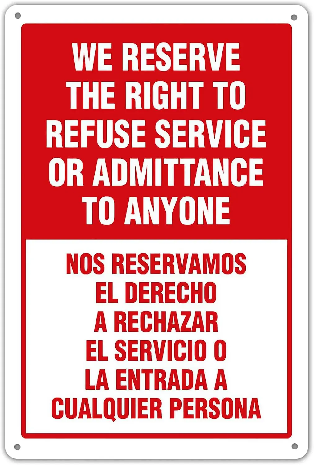 KENSILO We Reserve The Right to Refuse Service Sign, no soliciting Warning Sign   Tin Metal--Tin Sign