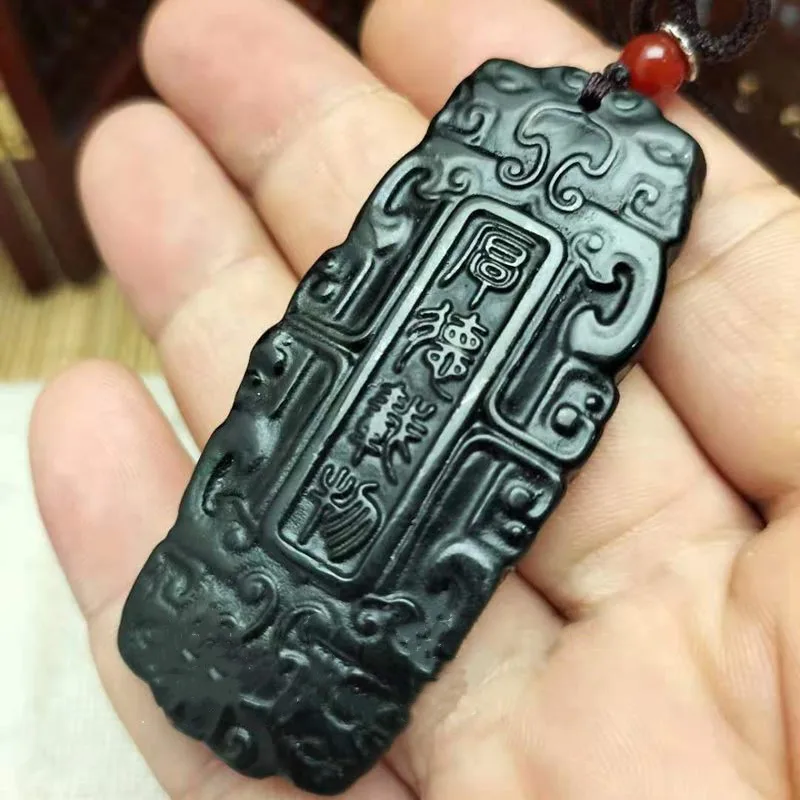 Natural Jade Medicine King Stone Double-sided Carved Jade Pendant with Good Virtue