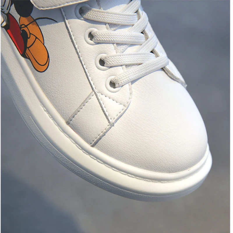 Disney Girls\' Casual Shoes Spring Leather Mickey Mouse Children\'s Fashion Shoes Children\'s Sports Shoes Flats Size 27-38