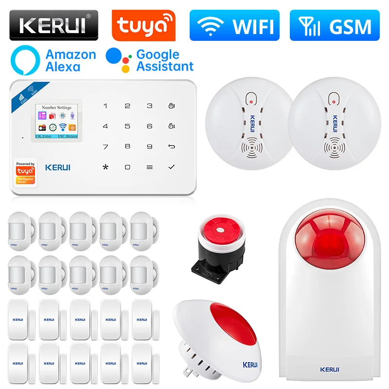 

KERUI W181 WIFI GSM Alarm Tuya Smart Home Kit Alarm System Support Alexa Motion Sensor Detector Door Sensor 120DB Siren