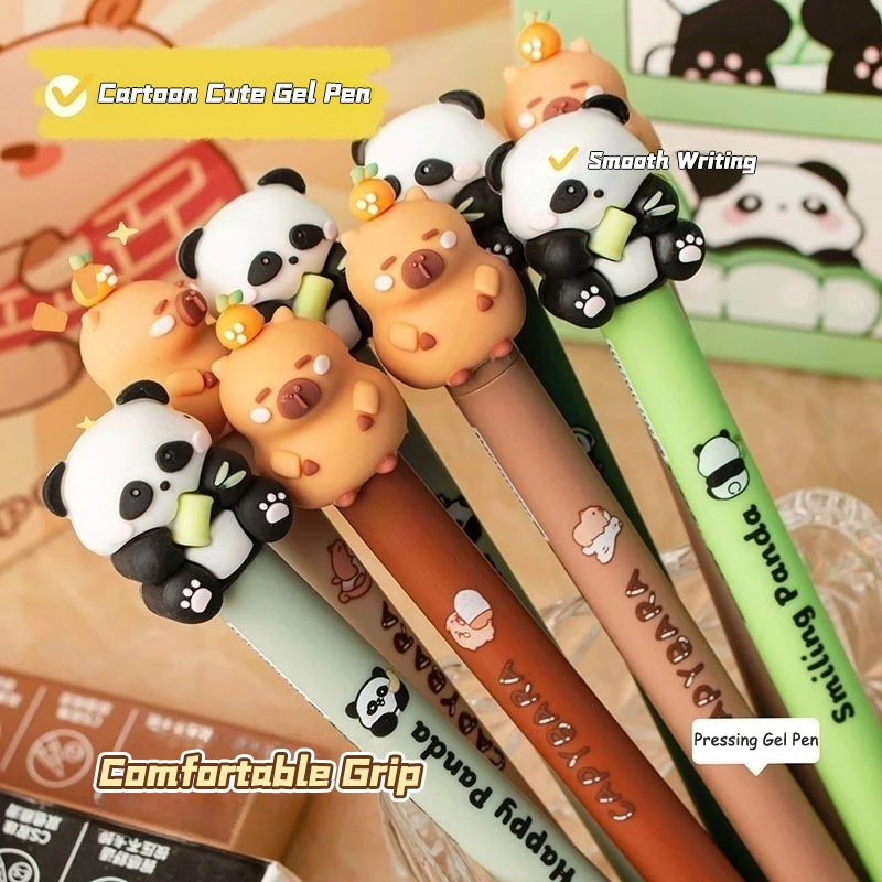 4Pcs Kawaii Cartoon Capybara Panda Gel Pen Creative Quickly-Drying Cute Pressing Neutral Pen Stationery School Supplies Gifts