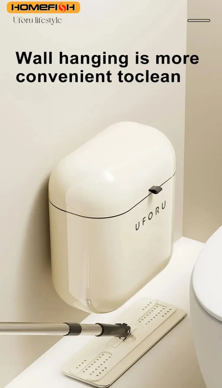 Wall-mounted Trash Can Household Large Capacity High Appearance Level Kitchen Toilet With A Cover Waterproof Crack Dustbin