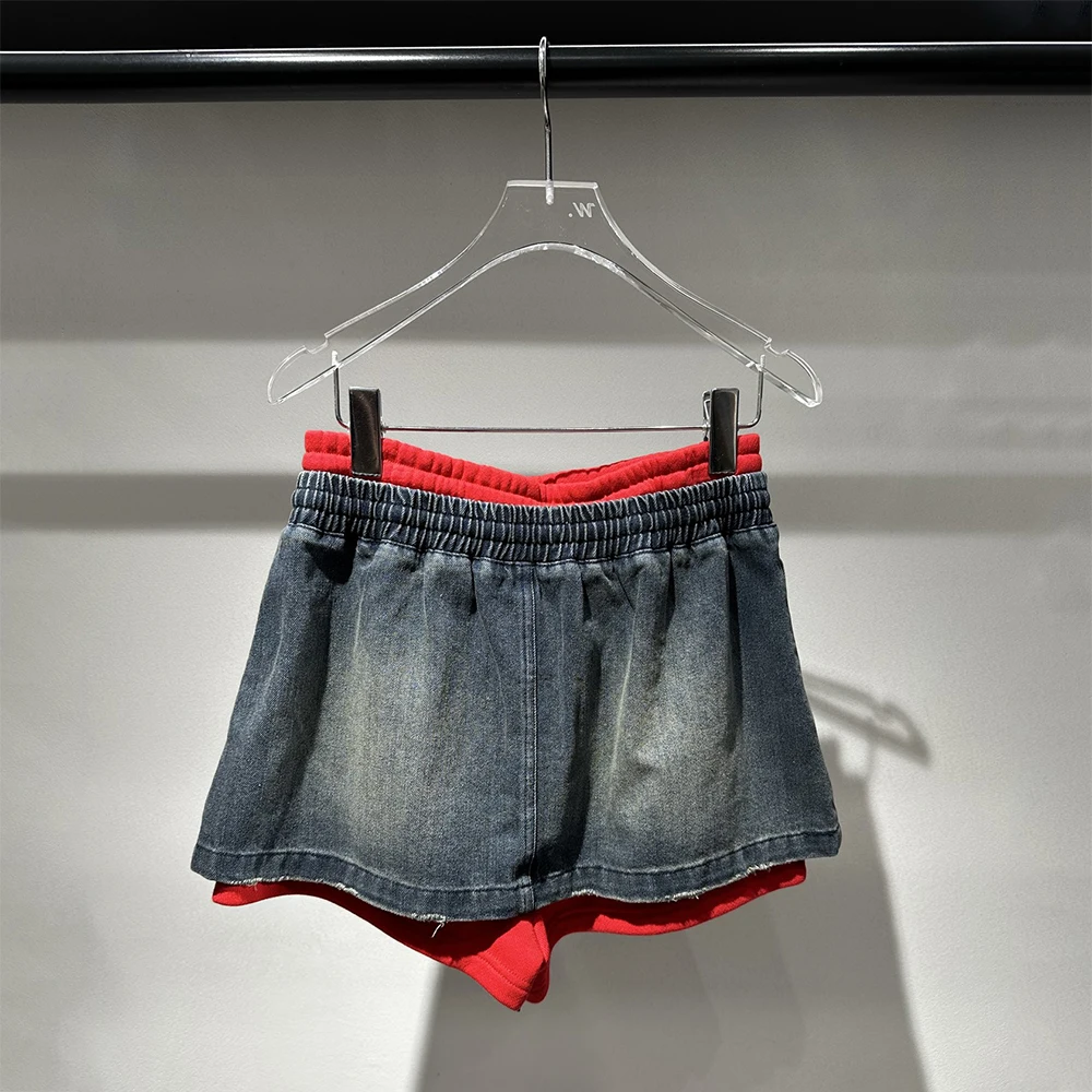 Cotton Blend Clashing Double Waist Head Women's Skirt Pants, Drawstring Tie Fashion High Waist Skirt Pants 2026 Spring New Y2k