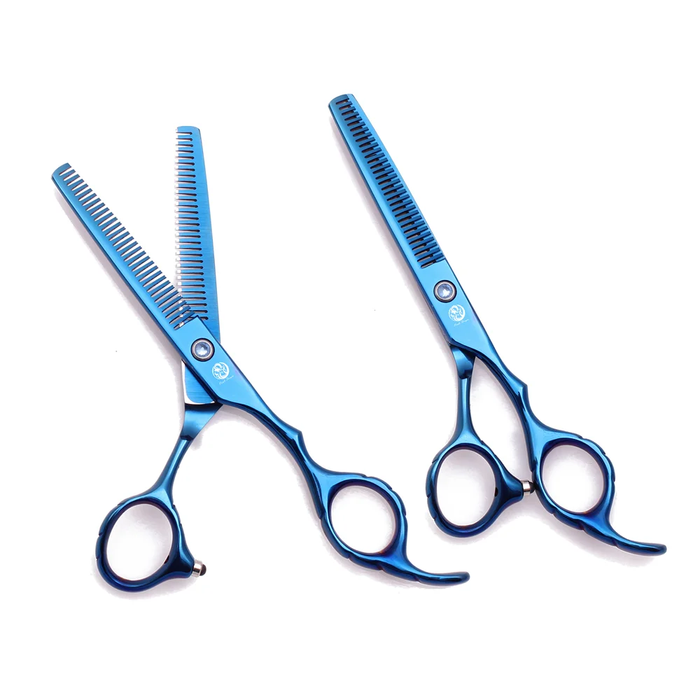 Professionelle Haarschere mit Doppelzähnen, Purple Dragon, 6 Zoll, japanische Edelstahl-Friseurschere, schwarze Effilierschere Z2001 – Detail 5