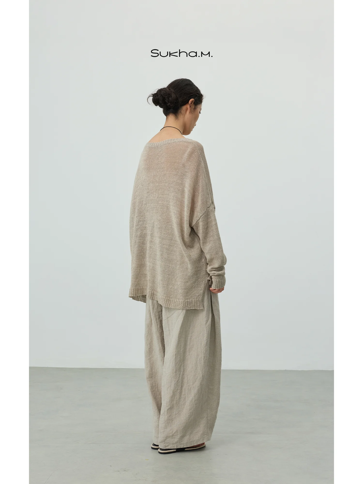 

Sukha M 00 Linen Oversize Long Sve Knitted irt Women's Spring Summer Comfortable Skin-friendly Lazy Sle Top