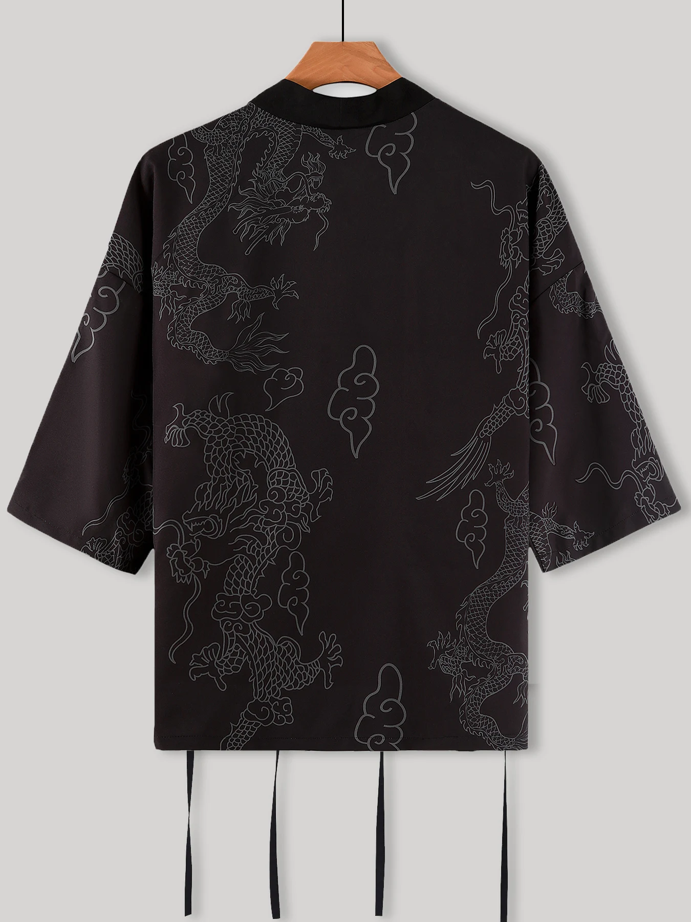 Men's Dragon Print Kimono Spring Fall Loose Chinese Style Seven-Quarter Sleeve Cardigan - view 2