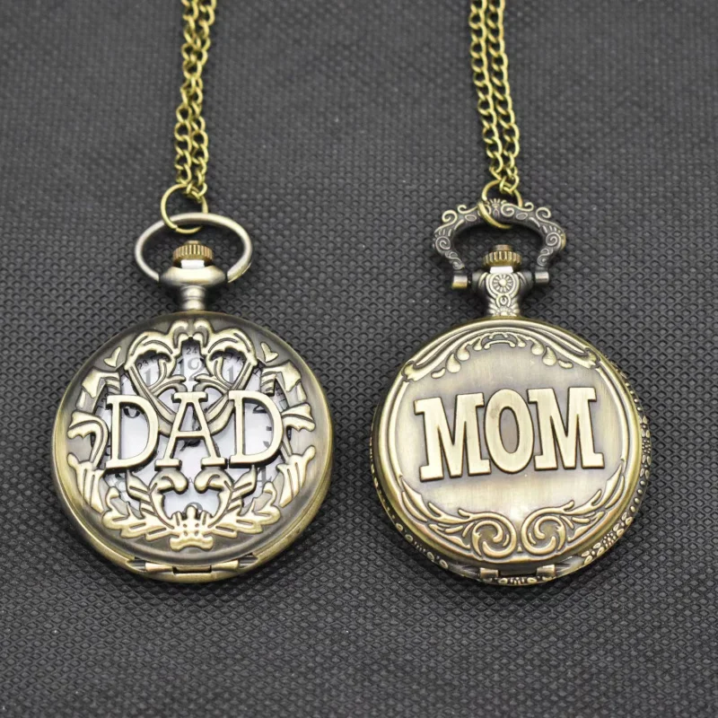 

Hot Sale pocket watch RetroDAD/MOMForeign Trade Father's Mother's Day-Border Necklace Quartz