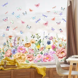 30*60cm Color Plant Flower Butterfly Electrostatic Stickers Double-sided Visual Glass Window Layout Mural Wall Stickers Dj046