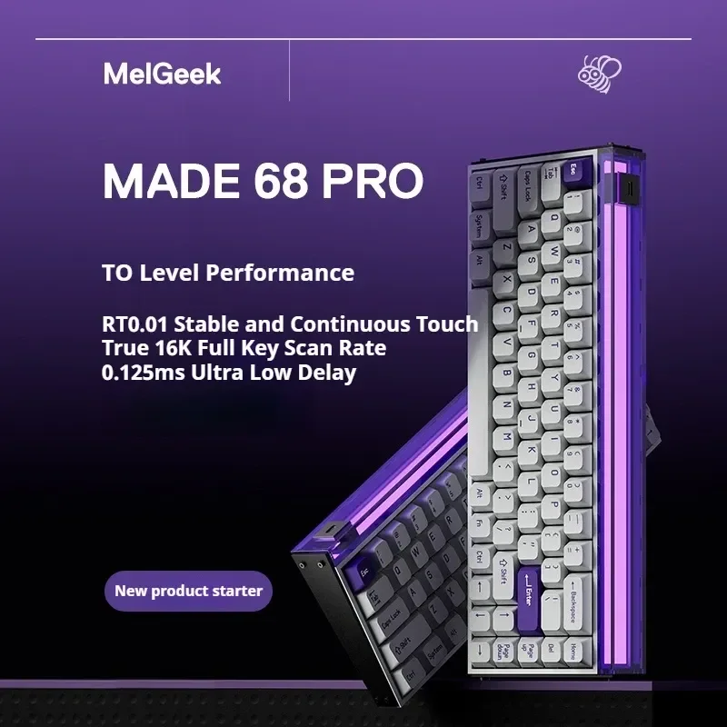 Melgeek Made68pro Magnetic Axis Keyboard Magneto Axis Thri Mode Rgb Backlight Effect Aluminum Alloy Gaming And Esports Ergonomic