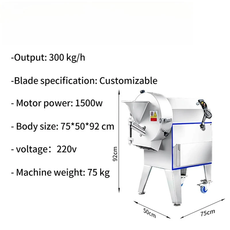 electric vegetable cutter for quick preparation of fresh vegetable-based dishes, suitable for restaurants and cafeterias