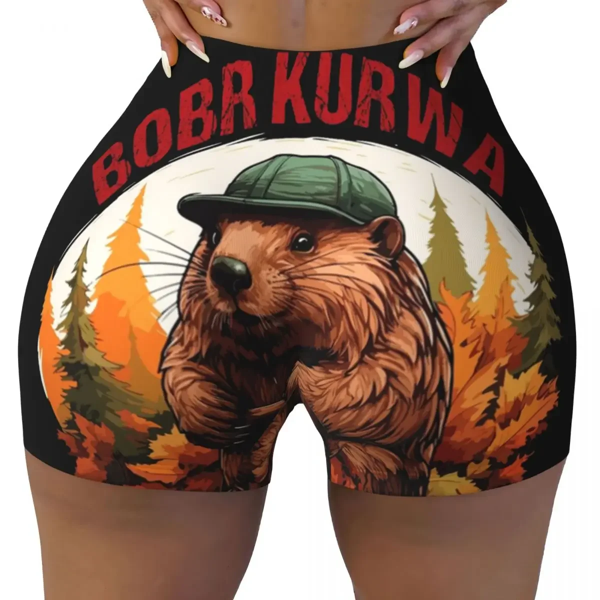 Custom Bobr Kurwa Bober Beaver Women Gym Workout Running Shorts Athletic Volleyball Biker Yoga Shorts