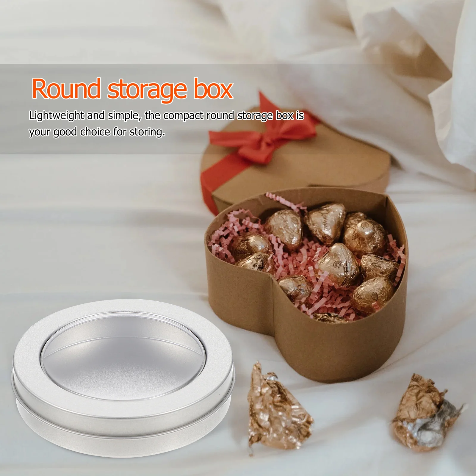 

1Pcs Food Grade Tinplate Round Empty Storage Box Candy Cake Container Cookie Organizer Jewelry Sundries Case Candy Cake Box