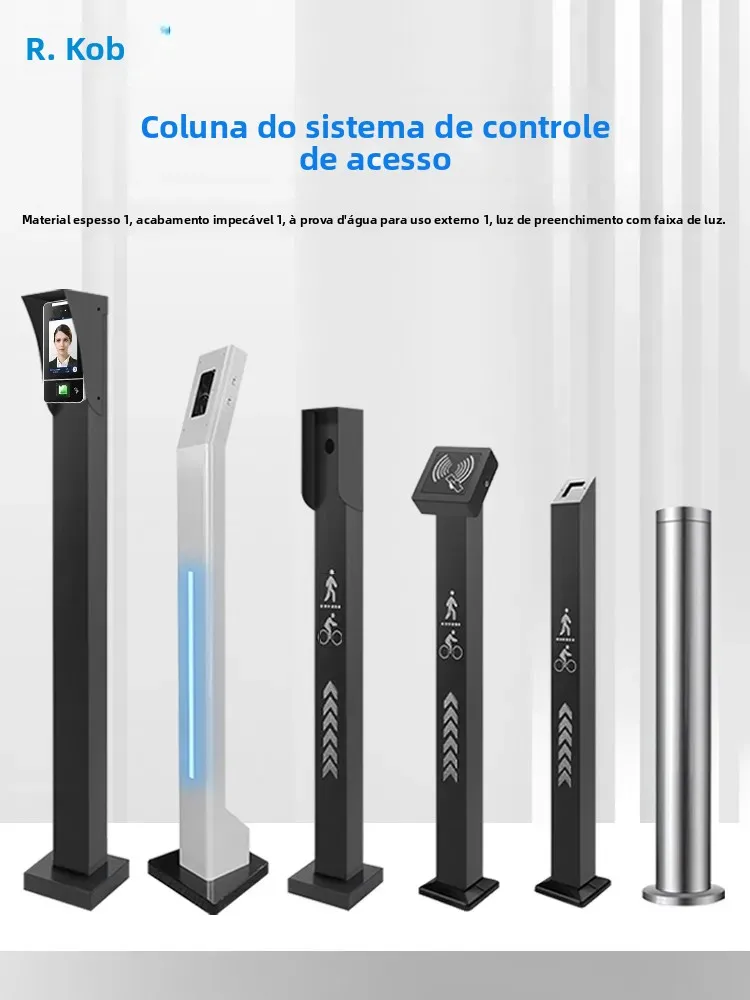 Coluna de controle de acesso KOB, suporte de chão para cartão de proximidade comunitário, máquina de reconhecimento facial à prova d'água para ambientes externos, máquina de controle de acesso com botão de saída