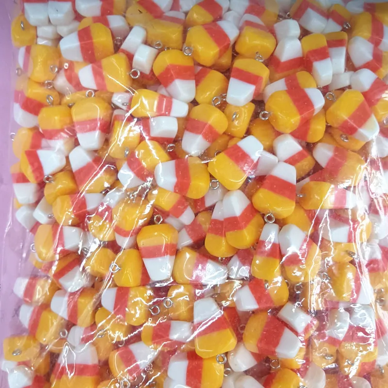 10Pcs  Resin Candy Corn charms Halloween faux corn Pendant for Jewelry Making DIY Craft Wreath Decorations Ornament