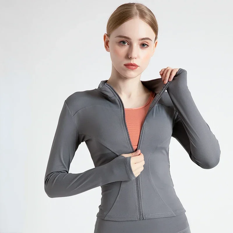 Quick Drying Gym Top Elasticity Tight Fitting Fitness Clothes Yoga Tops Women Yoga Thin Coat Workout Sport Wear Ropa Deportiva