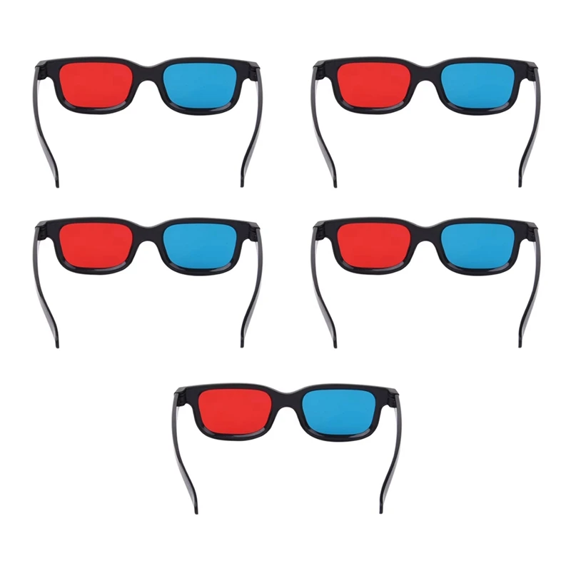 Y51A 5Pcs-Black-Frame-Red-Blue-3D-Glasses-3D-Dimensional-Home-Theater-Glasses-For-Dimensional-Anaglyph-Movie-TV-Game-Video