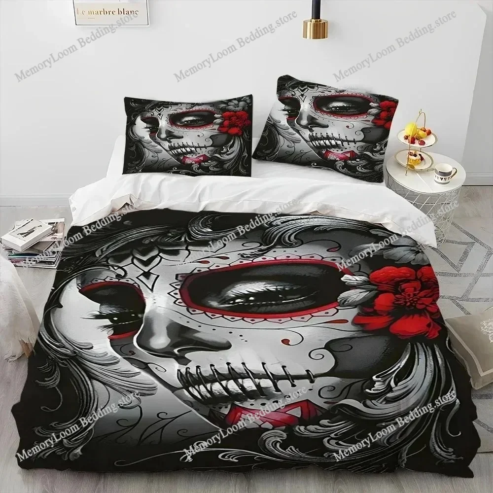 

Horror Gothic Female Skull Dead Girl Comforter Bedding Set,Duvet Cover Fashion Quilt Cover Pillowcase