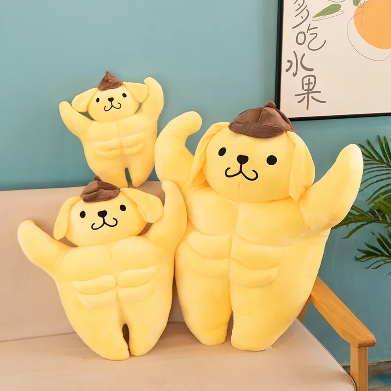 Sanrio tamanho grande 80cm pompompurin músculo brinquedos de pelúcia tamanho grande adorável travesseiro macio presente crianças pom pom purin plushie bonecas