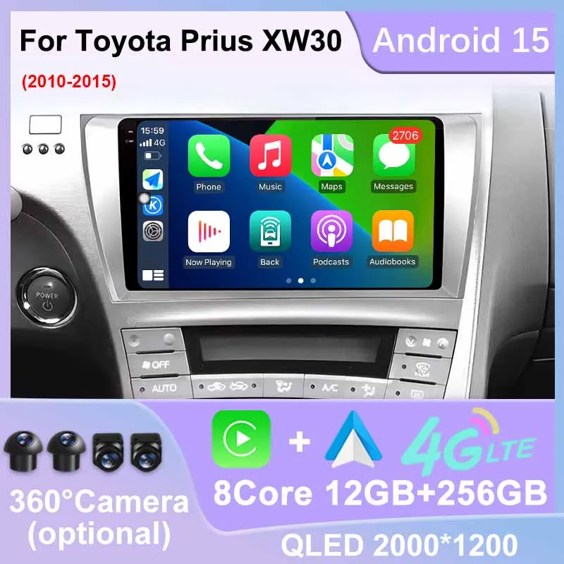 

Автомобильное радио Android 15 для Toyota Prius 3 XW30 2010-2015, мультимедийный видеоплеер, стерео GPS-навигация, 4G, головное устройство Carplay