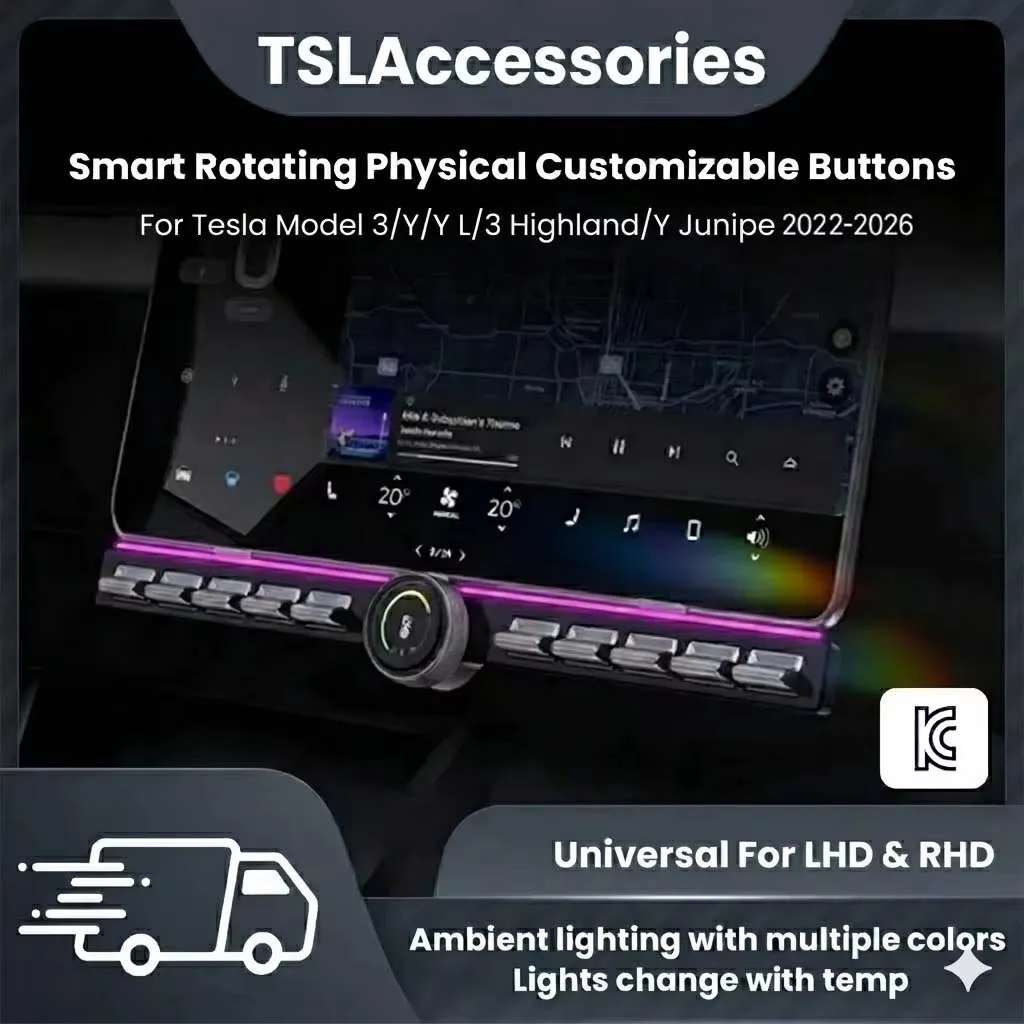 

Newest 3.0 Smart Control Knob for Tesla Model 3 Highland/Y Juniper /Y L Multifunction Rotating Physical Buttons Custom Shortcuts