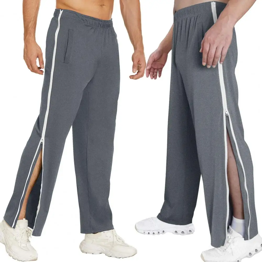 Long Trousers Shrink Resistant Wide Leg Lightweight Basketball Training Side Zipper Sweatpants Men Sweatpants Sportswear