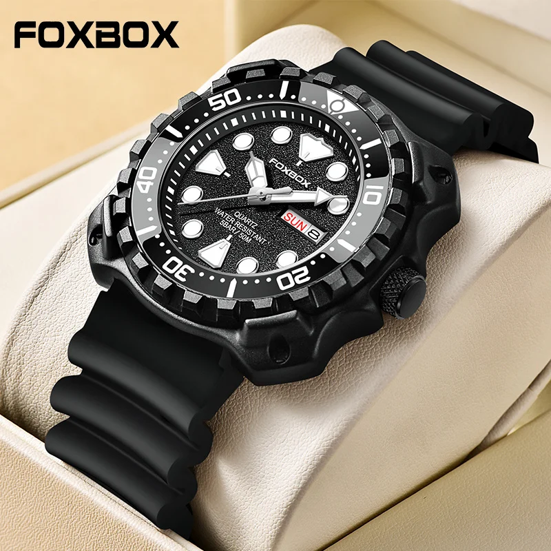 

LIGE Fashion Mens Watch Top Brand FOXBOX Luxury Luminous Men Watches Dual Calendar Waterproof Military Sport Business Man Watch