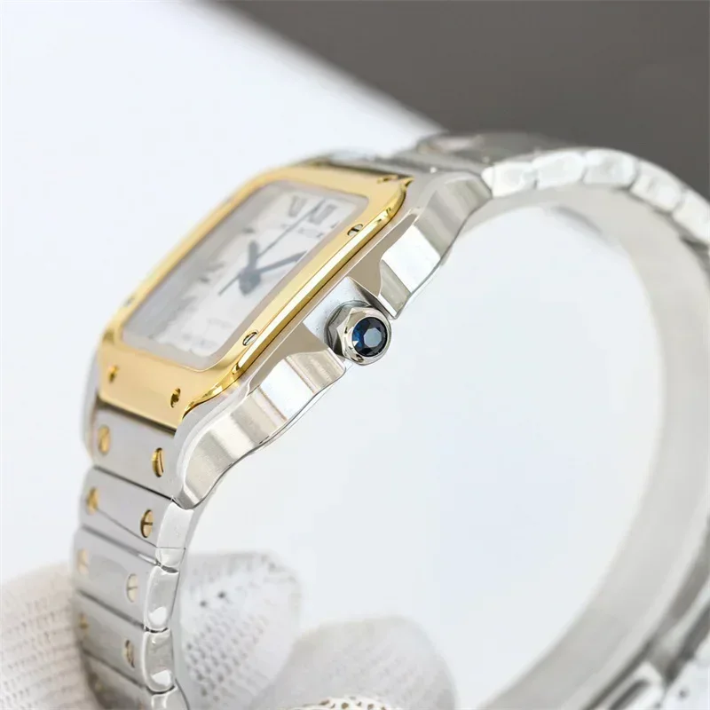 ساعة أوتوماتيكية فاخرة جديدة للرجال كاجوال رياضية من الفولاذ المقاوم للصدأ ساعات آلية مربعة الشكل بمينا روما تصميم باجاني من الجلد الأسود