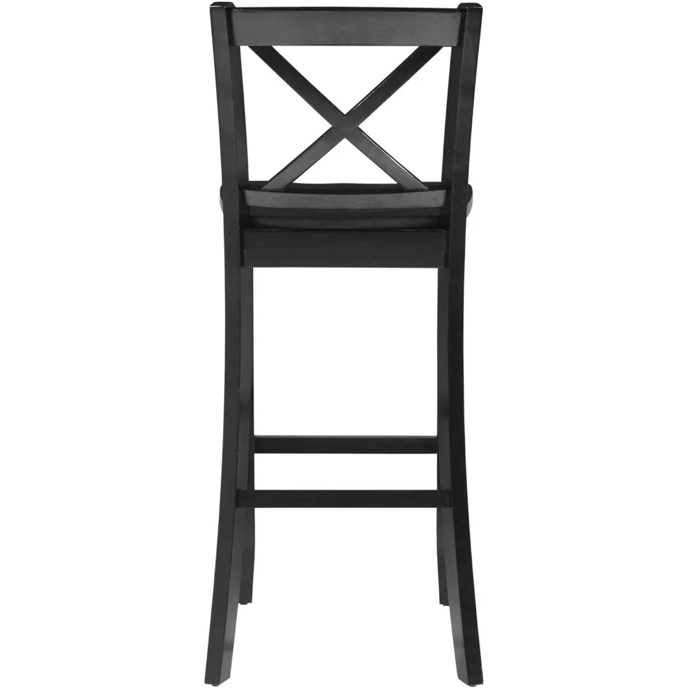 ブラック X-バック バースツール、シート高さ 30 インチ、幅 16.5 インチ x 奥行き 18 インチ x 高さ 43 インチ