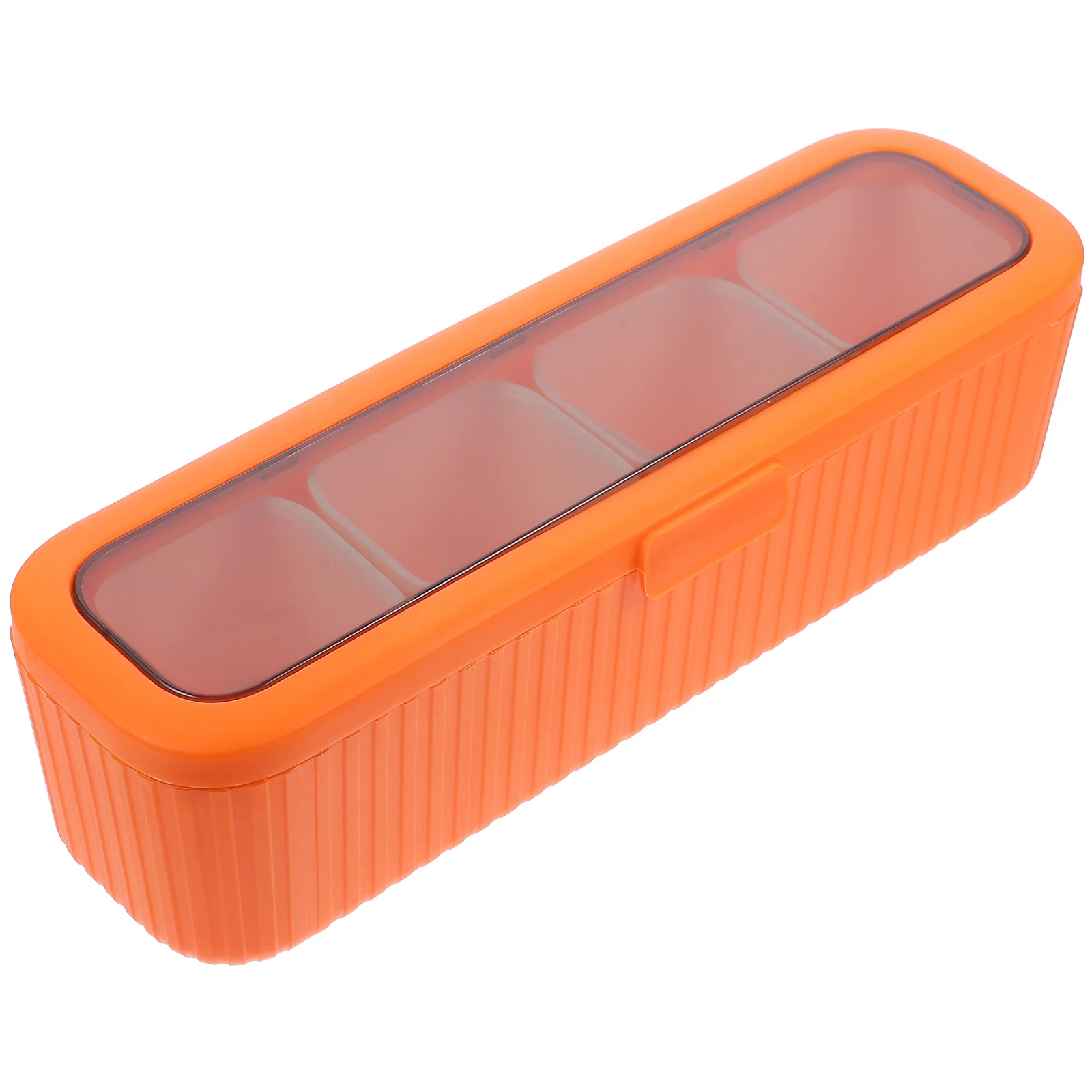 

Compartments Seasoning Box Kitchen Spice Organizer Clear Lid Compact Condiment Storage Holder Spoon Included Desktop Spice