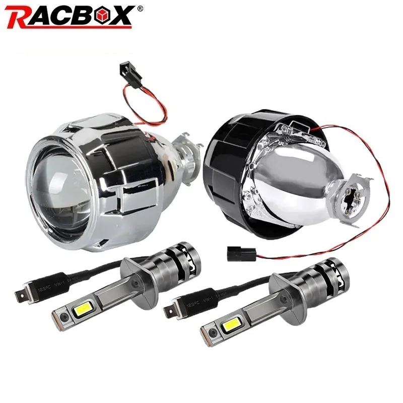 2.5 Inch Bi Xenon Mini Projector Lens With Silver Black Mask H1