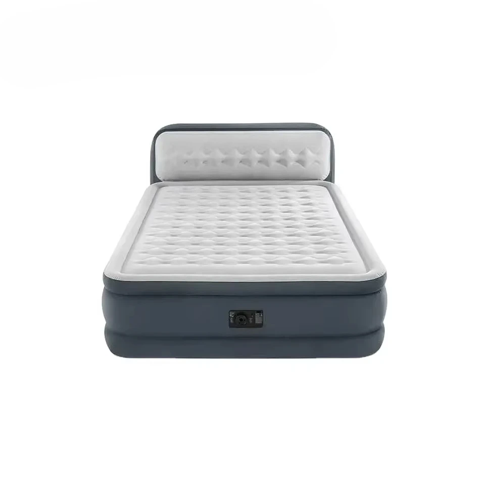 

Comfortable inflatable bed with backrest and built-in household electric pump with headboard