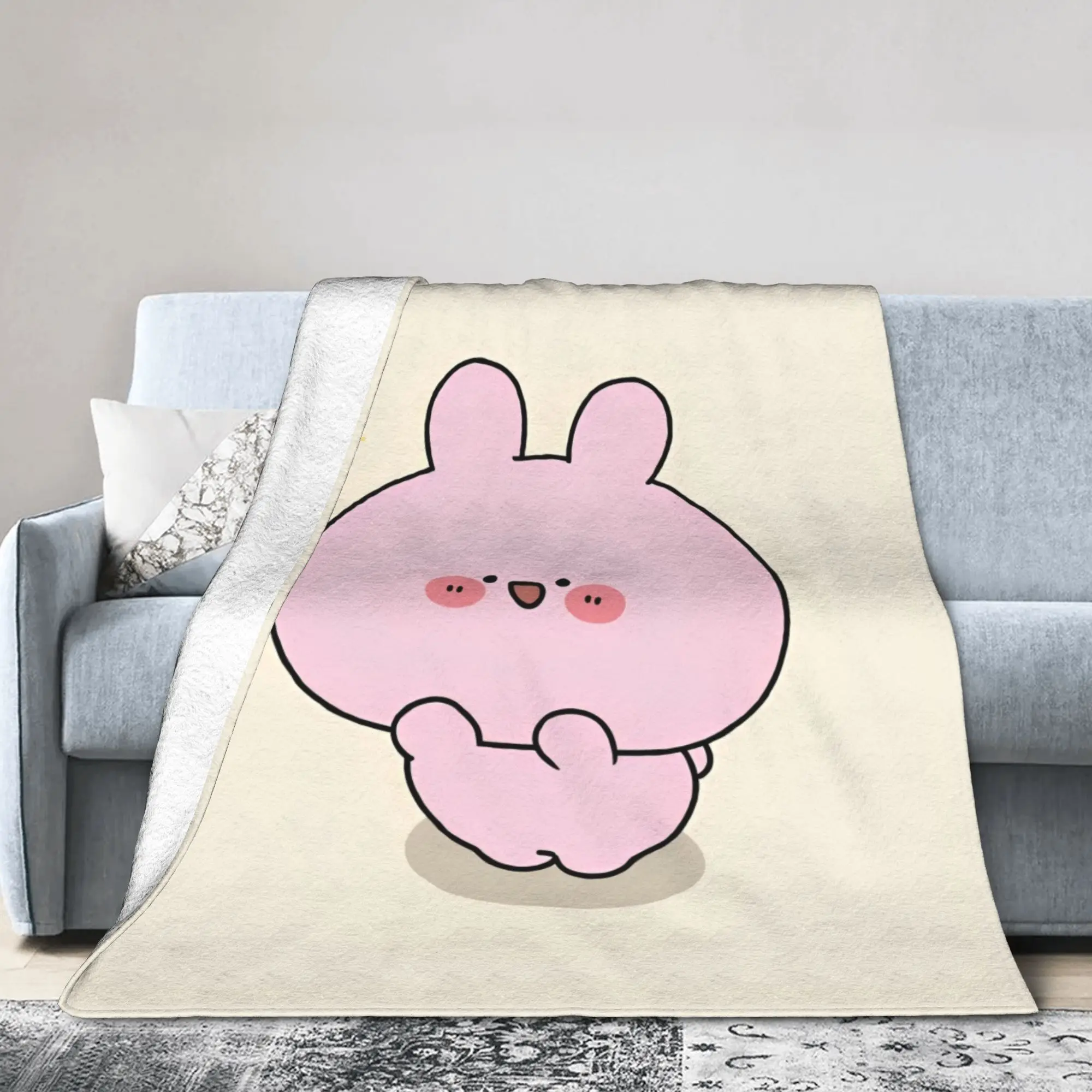 Asamimichaans Asleep Cartoon Blanket Kawaii Asamimi Flannel Funny Breathable Throw Blanket for Chair Covering Sofa Summer,