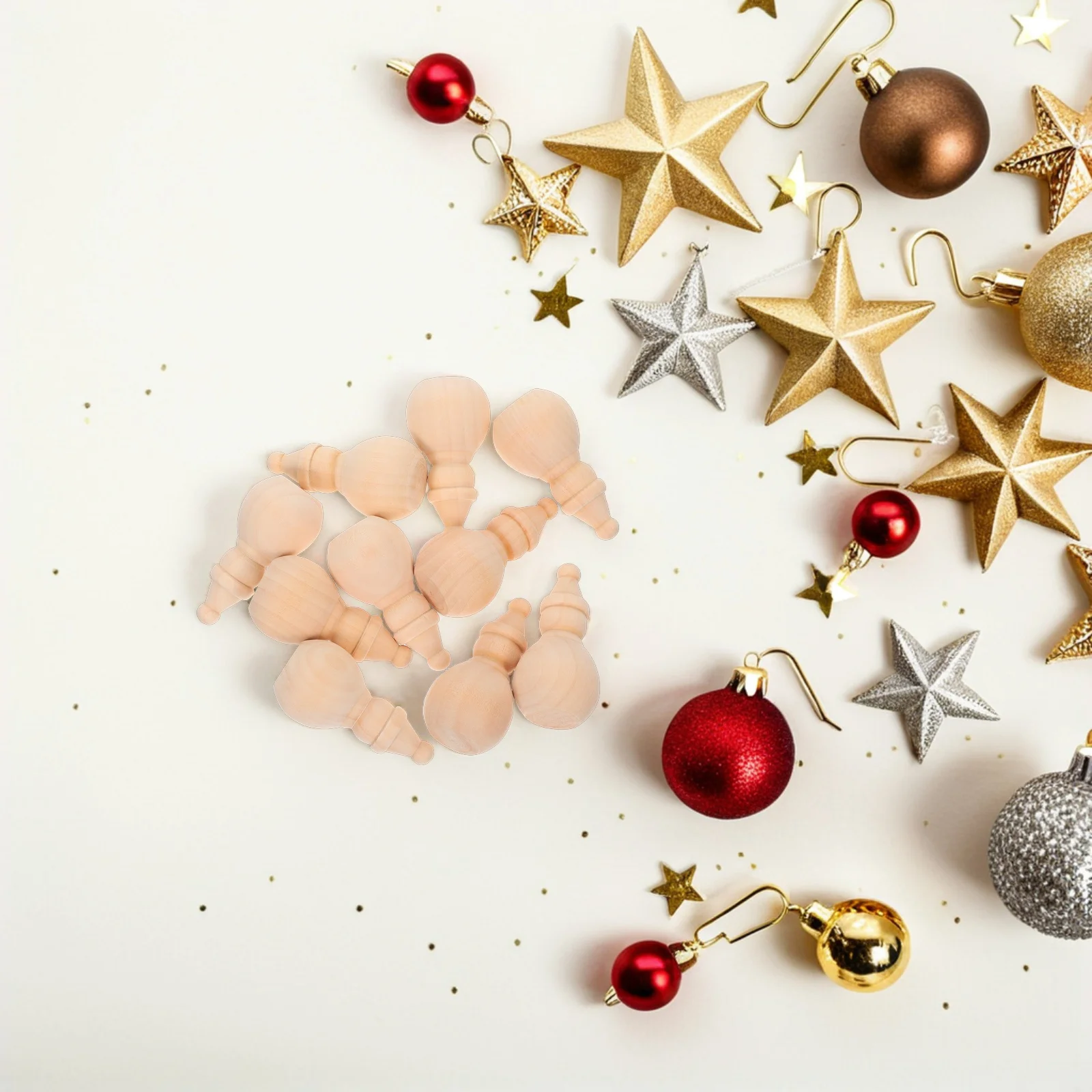 

10Pcs Wooden Snowman Figures Unfinished Natural Wood DIY Holiday Decorations Small Size Easy Display Craft Projects