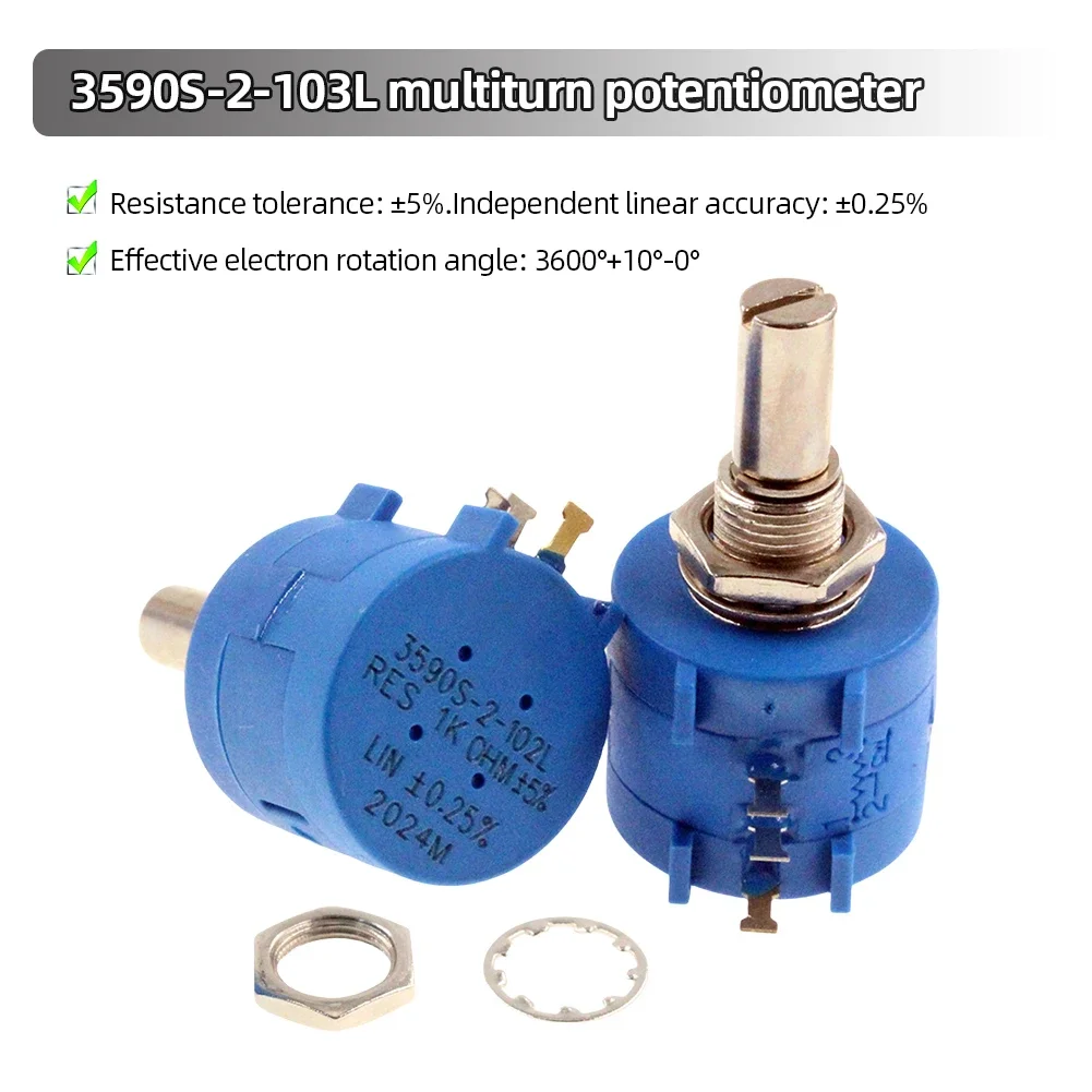 1/5/10PCS 3590S-2-103L 103 102 104 503 3590S 10K 1K 100K 50K 옴 정밀 멀티 턴 전위차계 10 링 가변 저항기