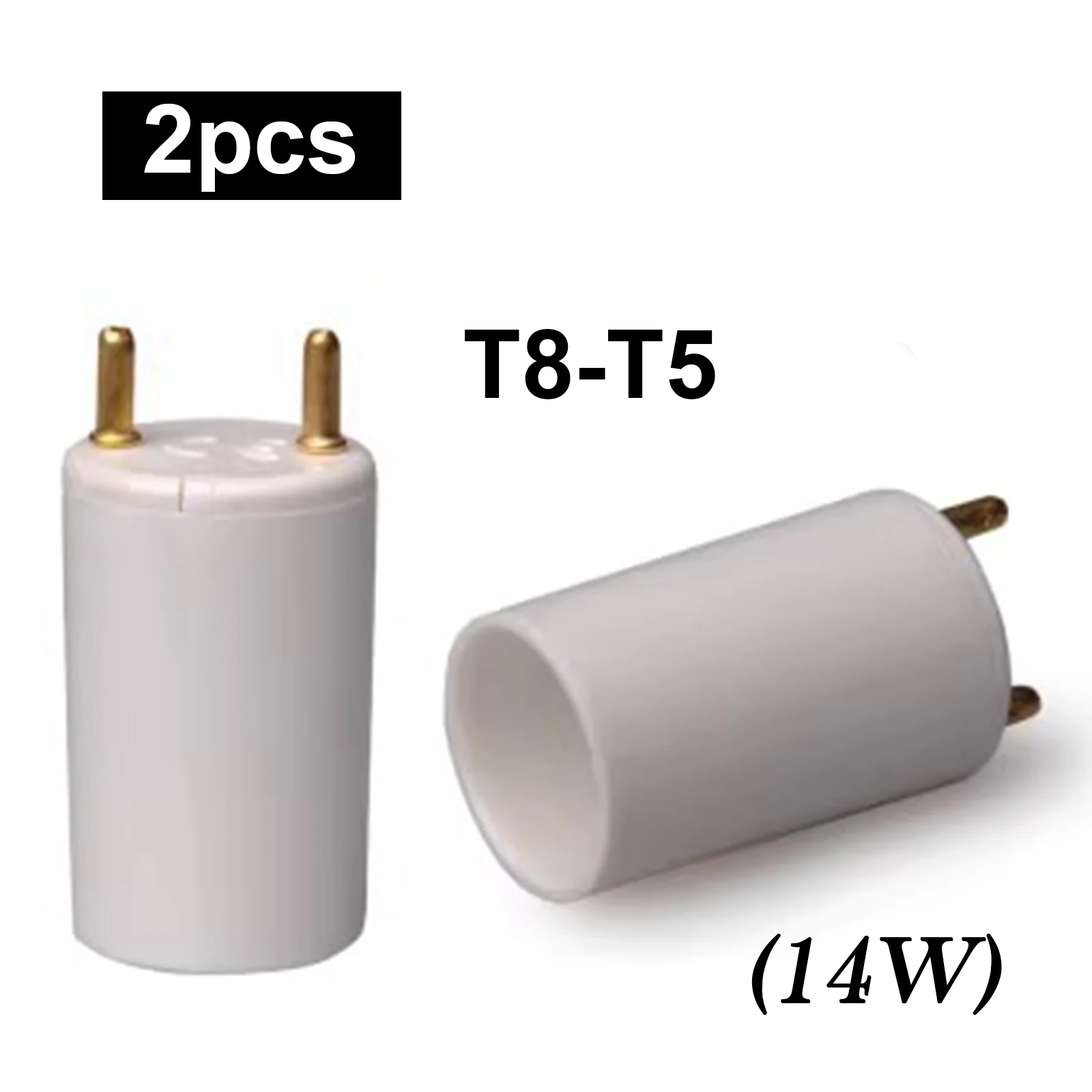 2pcs T5 to T8 & T8 to T5 14W Fluorescent Adapter - G13 to G5 Base Converter for Tube Light Fixture Replacement