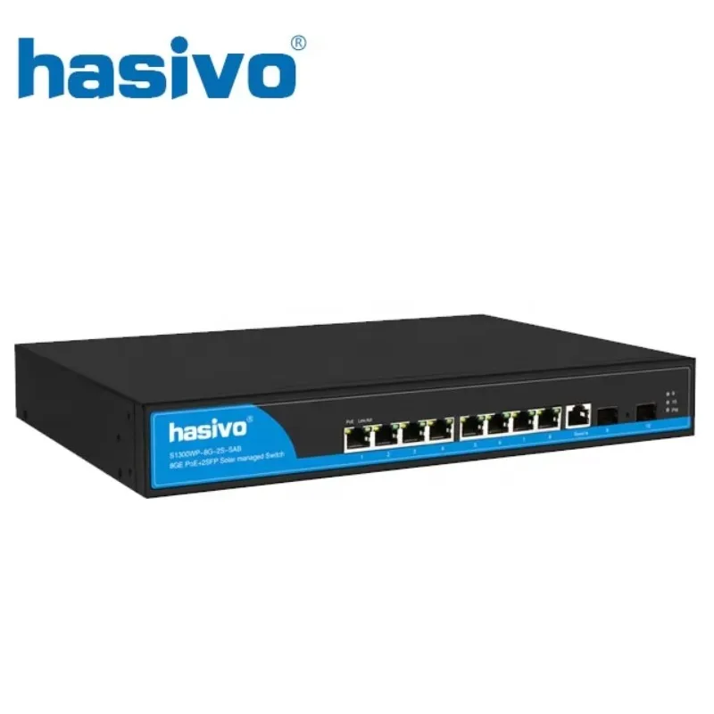 8 Port PoE Managed UPS Switch with 2 Gigabit SFP Charging Discharging PoE Switch 24V/48V Solar  Panel Input